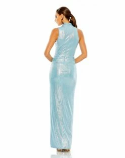 High Neck Sleevelss Gown -Women's Skirt 27085 PowderBlue BK