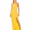 Halter Neck Rouched Side Front Slit Gown -Women's Skirt 27122 MGO Default 1 WS