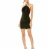 Rhinestone Detailed Low Back Halter Mini Dress -Women's Skirt 27351 BLK Default 1 WS