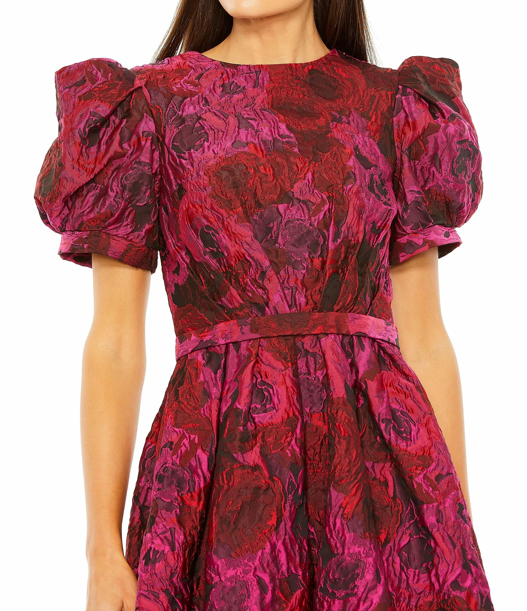 Puff Sleeve Brocade Mini Dress 5 Puff Sleeve Brocade Mini Dress - Image 3