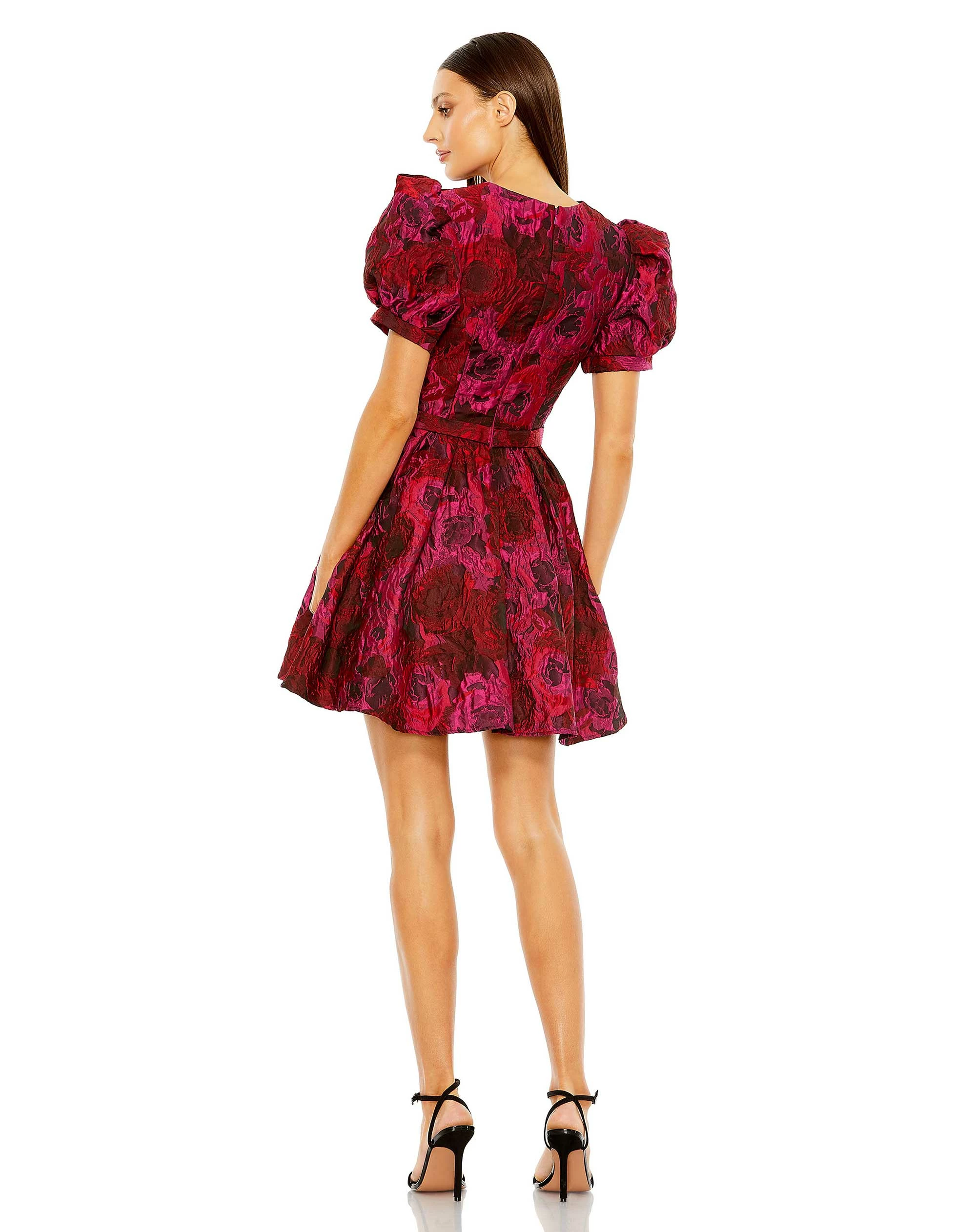Puff Sleeve Brocade Mini Dress 4 Puff Sleeve Brocade Mini Dress - Image 2