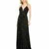 Shimmer Pleated V Neck Gown -Women's Skirt 30725 BLK Default 1 WS