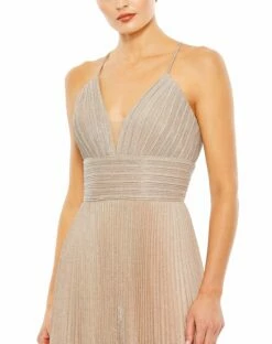 Shimmer Pleated V Neck Gown -Women's Skirt 30725 ROG 3 WS