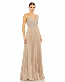 Shimmer Pleated V Neck Gown -Women's Skirt 30725 ROG Default 1 WS