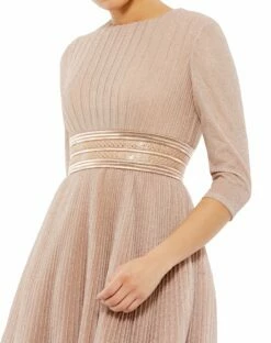 Shimmering 3/4 Sleeve A-Line Midi Dress -Women's Skirt 30750 RoseGold CL