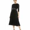 Shimmering 3/4 Sleeve A-Line Midi Dress -Women's Skirt 30750 BLK Default 1 WS