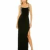 Embellished Ruched Open Back Column Gown 1 Embellished Ruched Open Back Column Gown -Women's Skirt 42154 BLK Default 1 WS