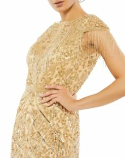 Embellished Fringe Cap Sleeve Trumpet Gown 15 Embellished Fringe Cap Sleeve Trumpet Gown -Women's Skirt 4715 LGL 3 WS