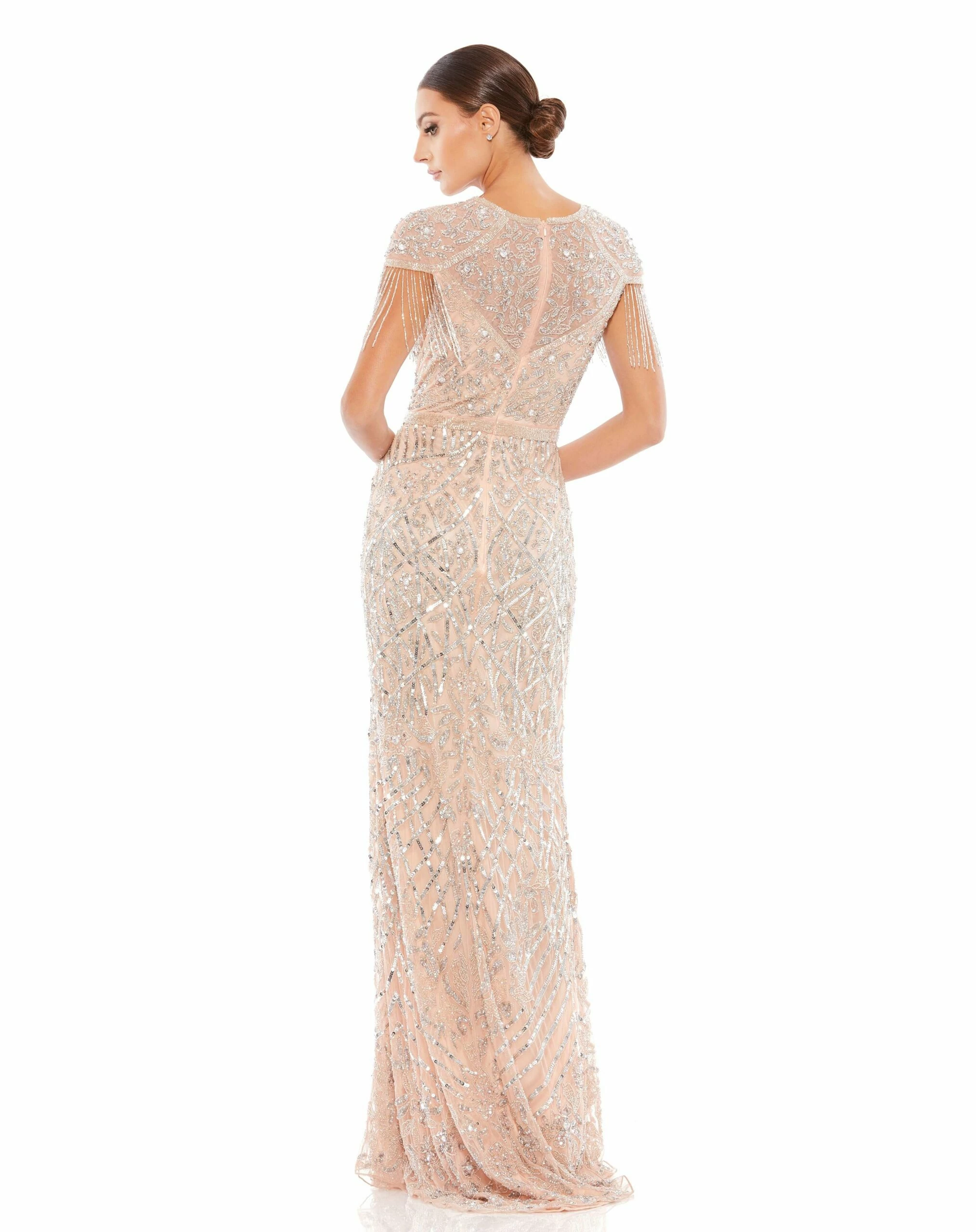 Embellished Fringe Cap Sleeve Trumpet Gown 4 Embellished Fringe Cap Sleeve Trumpet Gown - Image 2