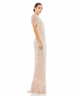 Embellished Fringe Cap Sleeve Trumpet Gown 11 Embellished Fringe Cap Sleeve Trumpet Gown -Women's Skirt 4715 PLA 4 WS