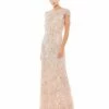 Embellished Fringe Cap Sleeve Trumpet Gown -Women's Skirt 4715 PLA Default 1 WS