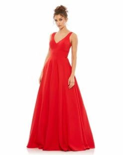 Classic Sleeveless A-Line Ball Gown -Women's Skirt 48924 Red AB