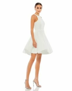 High Neck Sleeveless Skater Dress -Women's Skirt 48928 WHT 4 WS