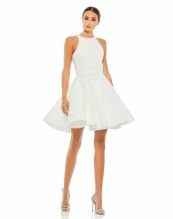 High Neck Sleeveless Skater Dress