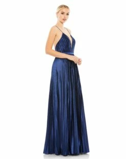 Plunge Neck Pleated Evening Gown -Women's Skirt 49039 MID 4 WS