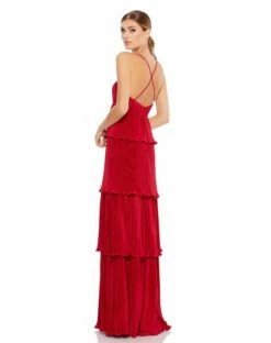 Spaghetti Strap Ruffle Layered Maxi Dress -Women's Skirt 49083 RED 2 WS 776b1869 7b65 4a6e 8b8f e41ba8803988