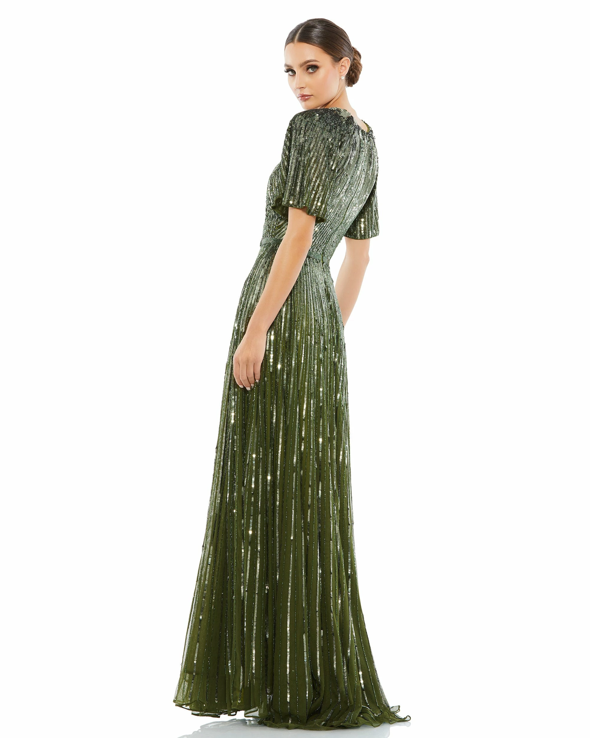 Short Sleeve Ombre Sequined Evening Gown 12 Short Sleeve Ombre Sequined Evening Gown - Image 10