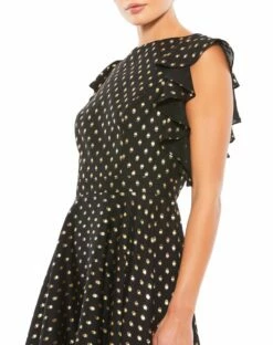 Metallic Flutter Sleeve Polkadot Dress -Women's Skirt 49130 BGO 3 WS