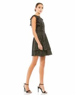 Metallic Flutter Sleeve Polkadot Dress -Women's Skirt 49130 BGO 4 WS