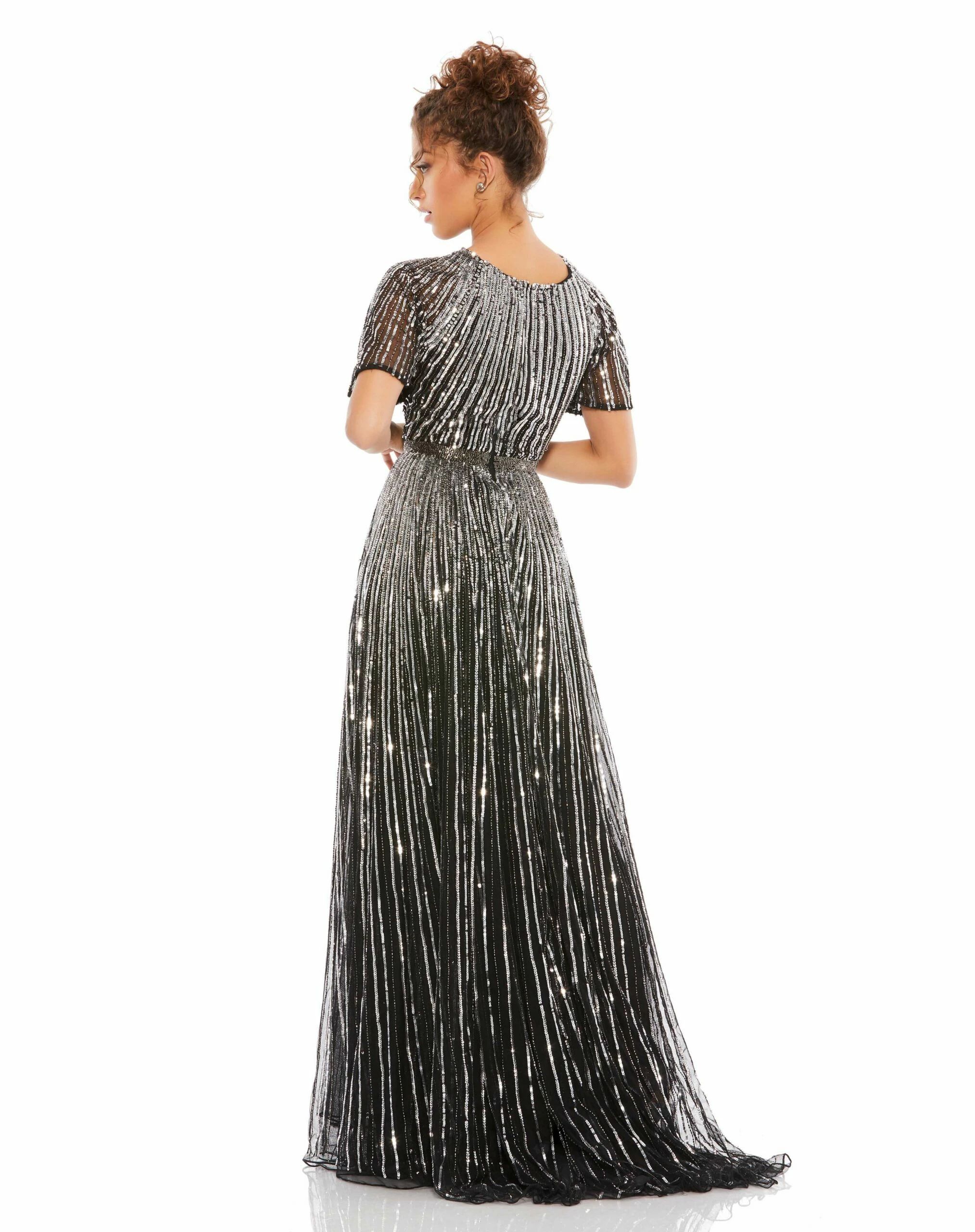 Short Sleeve Ombre Sequined Evening Gown 9 Short Sleeve Ombre Sequined Evening Gown - Image 7