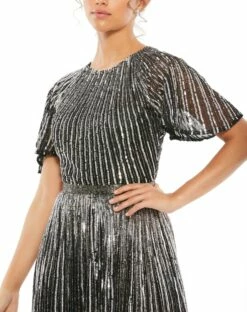 Short Sleeve Ombre Sequined Evening Gown 20 Short Sleeve Ombre Sequined Evening Gown -Women's Skirt 4913 BSI 3 WS