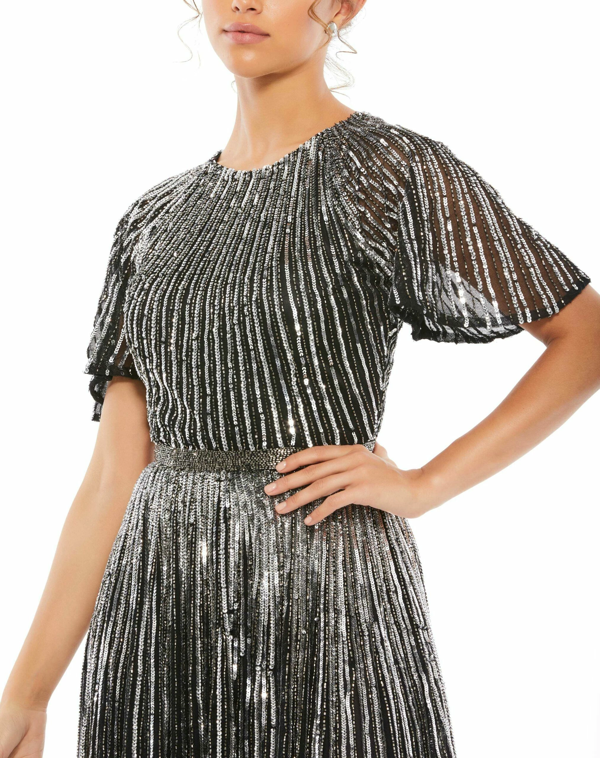 Short Sleeve Ombre Sequined Evening Gown 10 Short Sleeve Ombre Sequined Evening Gown - Image 8