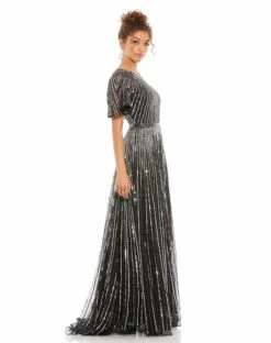 Short Sleeve Ombre Sequined Evening Gown 18 Short Sleeve Ombre Sequined Evening Gown -Women's Skirt 4913 BSI 4 WS