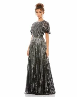 Short Sleeve Ombre Sequined Evening Gown 17 Short Sleeve Ombre Sequined Evening Gown -Women's Skirt 4913 BSI Default 1 WS