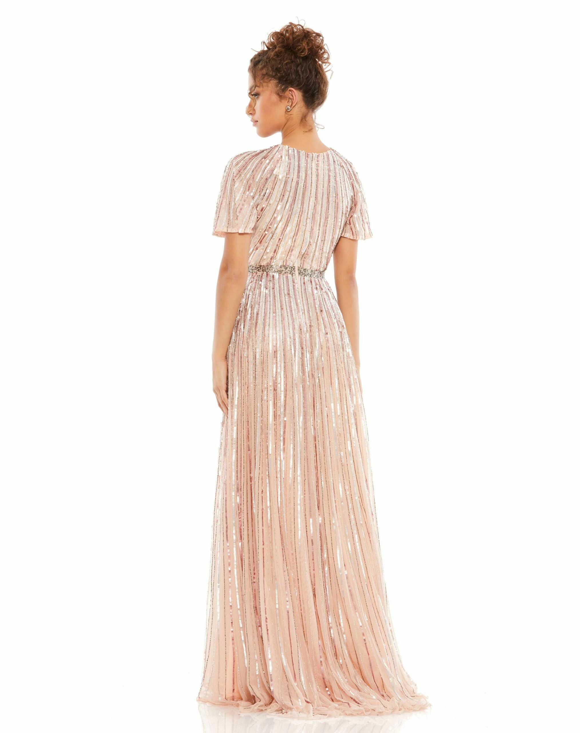 Short Sleeve Ombre Sequined Evening Gown 4 Short Sleeve Ombre Sequined Evening Gown - Image 2