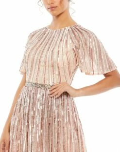 Short Sleeve Ombre Sequined Evening Gown 16 Short Sleeve Ombre Sequined Evening Gown -Women's Skirt 4913 ROS 3 WS