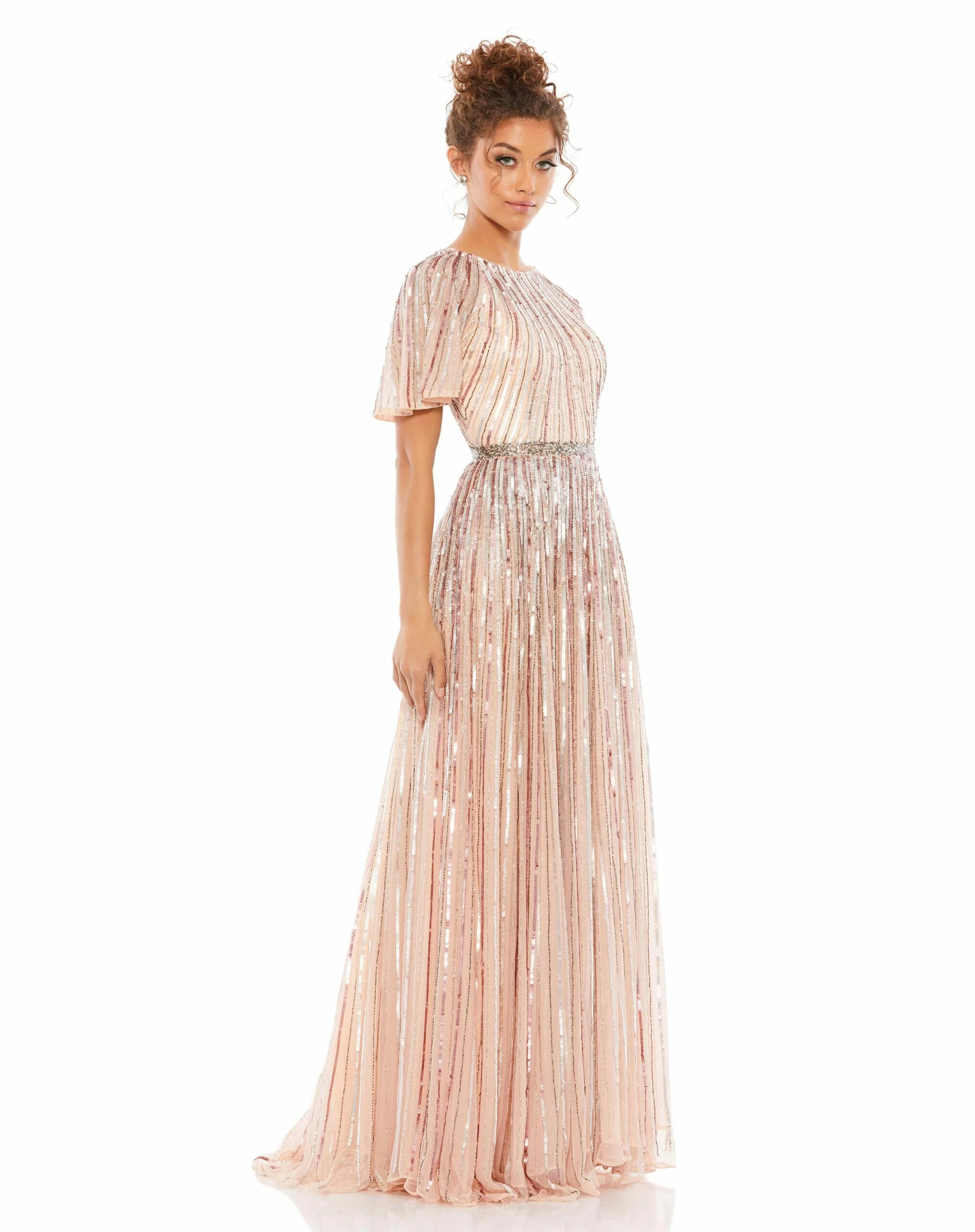 Short Sleeve Ombre Sequined Evening Gown 5 Short Sleeve Ombre Sequined Evening Gown - Image 3