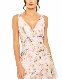 Floral Print Asymmetrical Ruffle Hem Dress 13 Floral Print Asymmetrical Ruffle Hem Dress -Women's Skirt 49144 PinkMulti CL