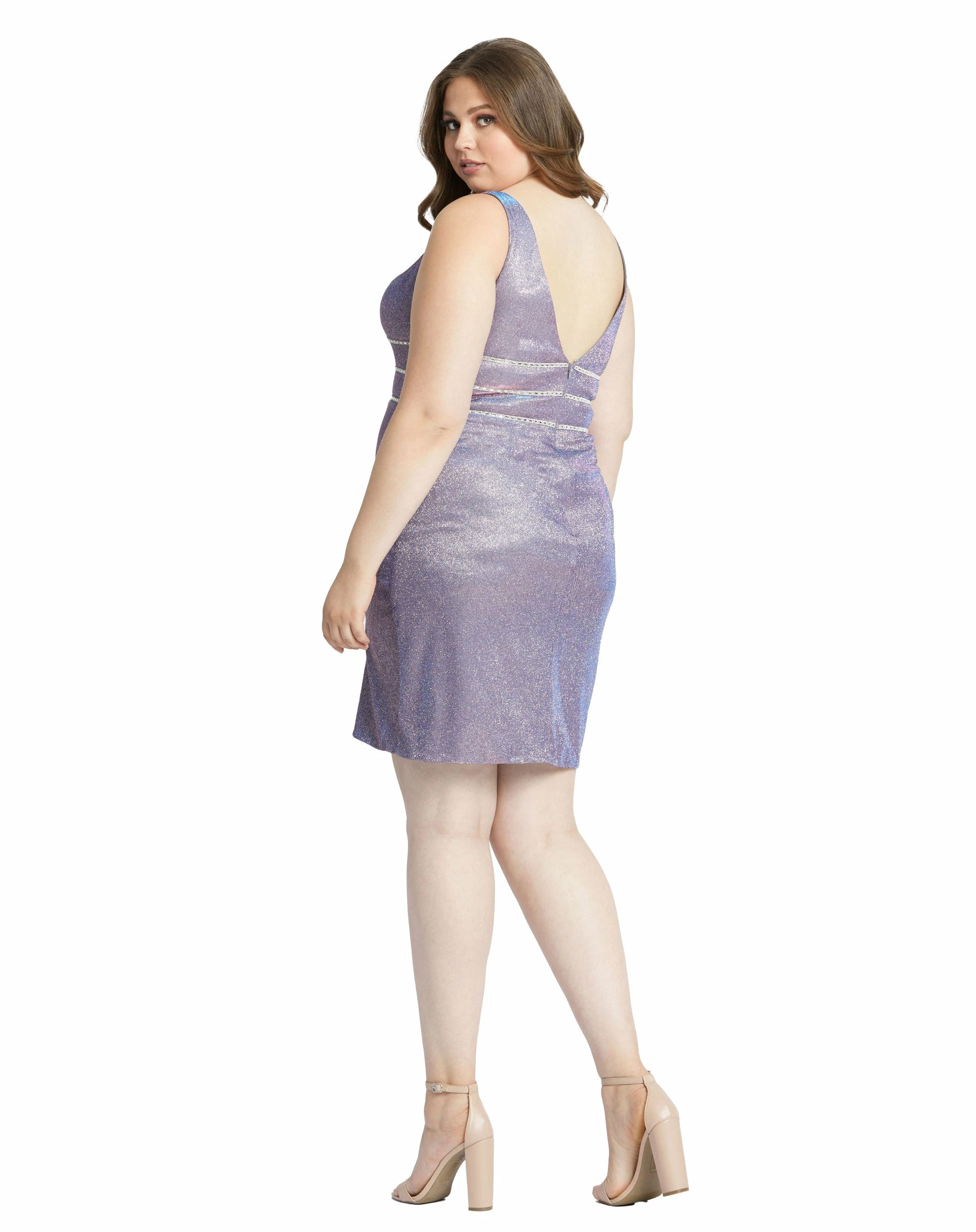 Metallic Sleeveless Fitted Mini Dress (Plus) 4 Metallic Sleeveless Fitted Mini Dress (Plus) - Image 2