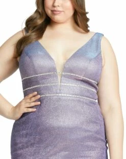 Metallic Sleeveless Fitted Mini Dress (Plus) 7 Metallic Sleeveless Fitted Mini Dress (Plus) -Women's Skirt 49227 LavenderTwinkle CL