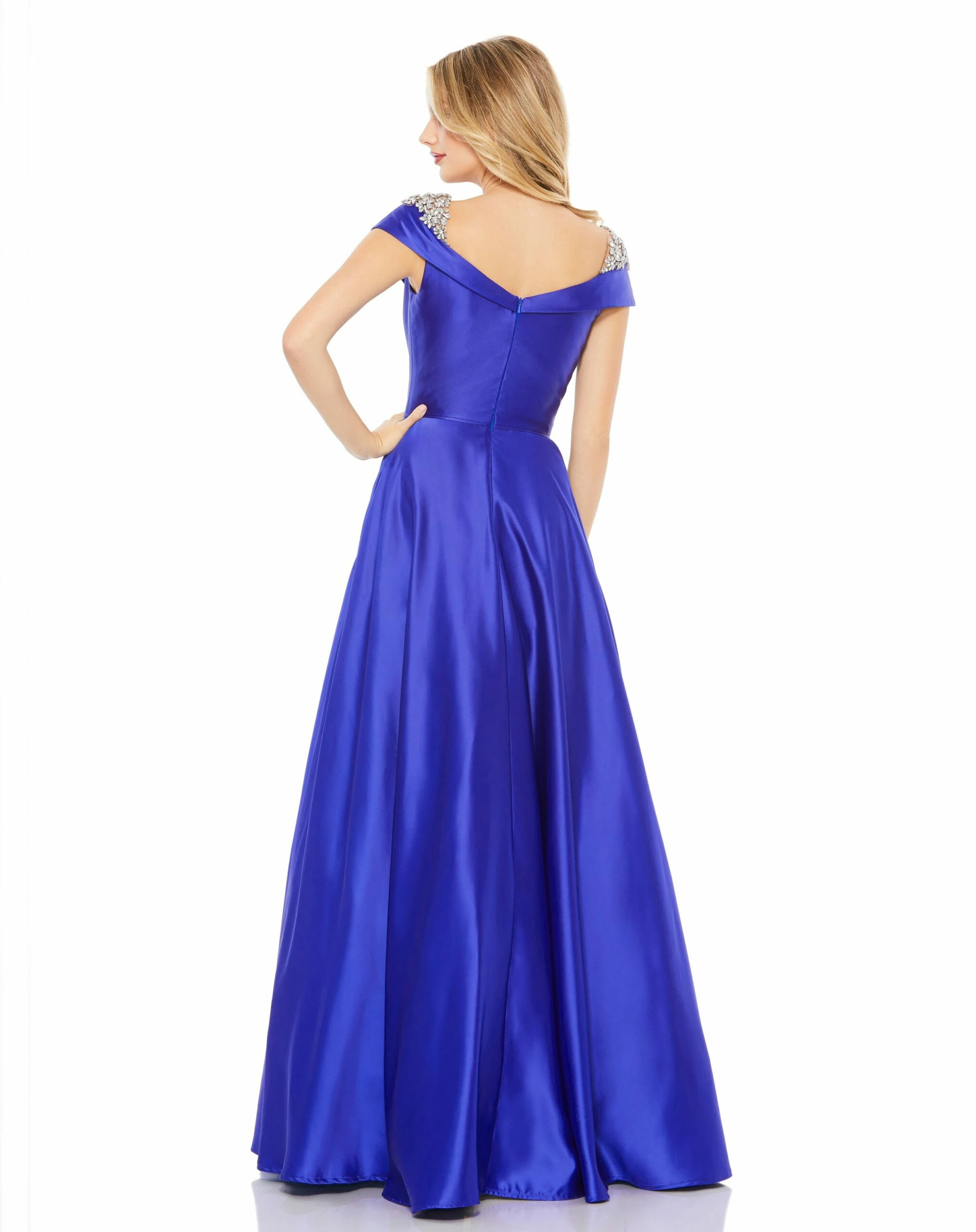 Embellished Cap Sleeve V Neck A Line Gown 4 Embellished Cap Sleeve V Neck A Line Gown - Image 2