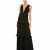 Rosette Ruffle Layered Roseette Maxi Dress -Women's Skirt 49281 BLK Default 1 WS