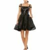 Sequined Cut Out Shoulder Skater Dress 2 Sequined Cut Out Shoulder Skater Dress -Women's Skirt 49484 NIS Default 1 WS