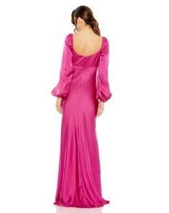 Sweetheart Neckline Puff Sleeve Gown -Women's Skirt 49519 Magenta BK