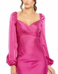 Sweetheart Neckline Puff Sleeve Gown -Women's Skirt 49519 Magenta CL