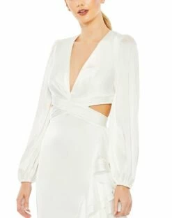 Cut Out Asymettical Ruffled Gown 12 Cut Out Asymettical Ruffled Gown -Women's Skirt 49524 White CL 6527af8b f52d 4e61 96a6 ffcb1d0a3de4