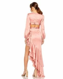 Cut Out Asymettical Ruffled Gown 17 Cut Out Asymettical Ruffled Gown -Women's Skirt 49524 ROS 2 WS