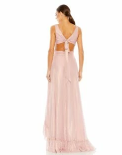 Cut Out High Low Ruffle Gown 21 Cut Out High Low Ruffle Gown -Women's Skirt 49526 RoseGold BK