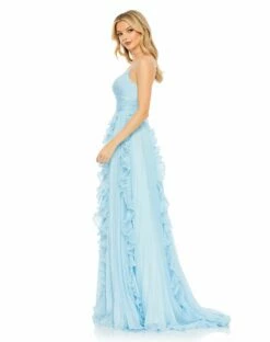 Pleated Sleeveless Flowy Gown -Women's Skirt 49533 PowderBlue AS