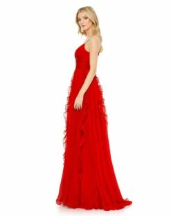 Pleated Sleeveless Flowy Gown -Women's Skirt 49533 Red AS