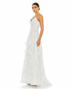 Pleated Sleeveless Flowy Gown -Women's Skirt 49533 White AS