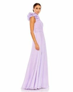 Polka Dot Ruffled One Shoulder Gown -Women's Skirt 49536 Lilac AS 1