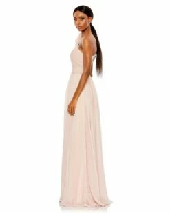 Polka Dot Ruffled One Shoulder Gown -Women's Skirt 49536 Porcelain AS 1