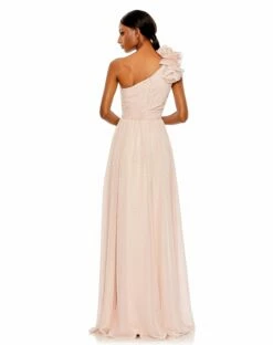 Polka Dot Ruffled One Shoulder Gown -Women's Skirt 49536 Porcelain BK 1