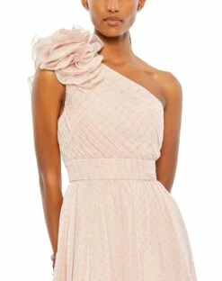 Polka Dot Ruffled One Shoulder Gown -Women's Skirt 49536 Porcelain CL 1