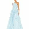 Jewel Broach One Shoulder Cascade Layered Gown 2 Jewel Broach One Shoulder Cascade Layered Gown -Women's Skirt 49541 BLU Default 1 WS